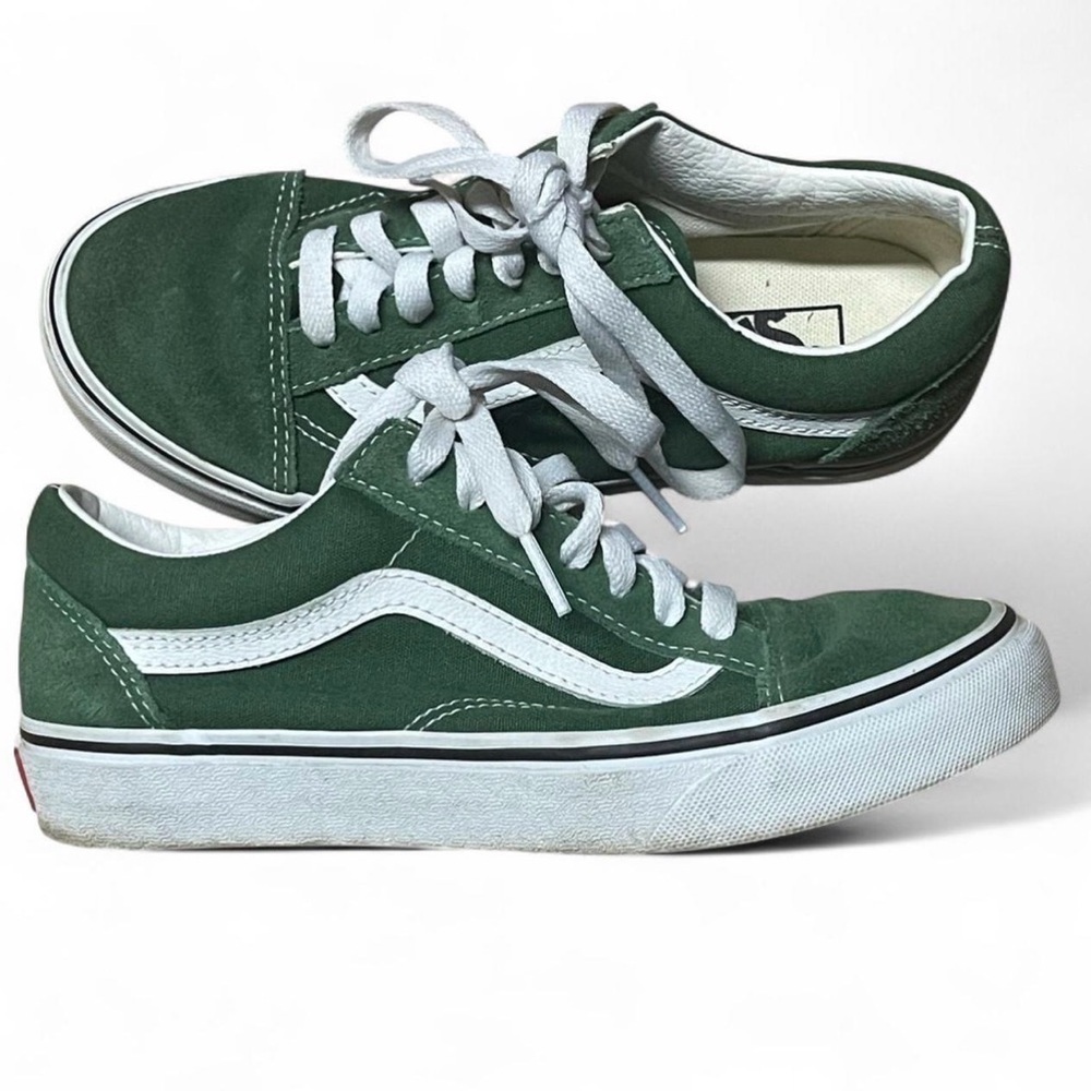 Vans Green and White Old Skool Low Top Sneakers